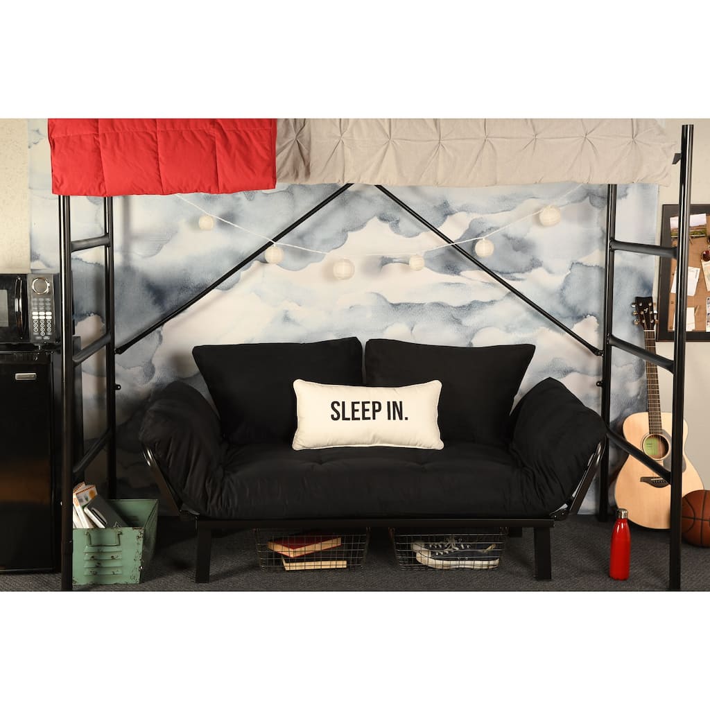 Porch & Den Ligon Dorm Dreamer Futon with Black Metal Finish