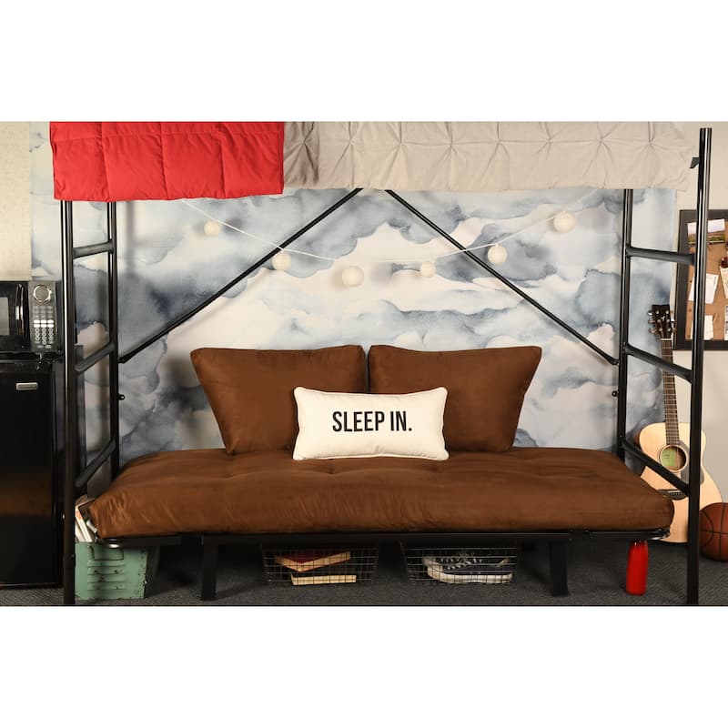 Porch & Den Ligon Dorm Dreamer Futon with Black Metal Finish