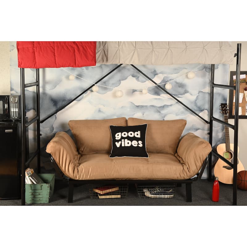 Porch & Den Ligon Dorm Dreamer Futon with Black Metal Finish