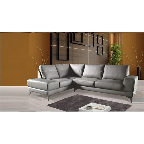 Zoe Sectional Top Grain Leather Sofa Facing Left Stone Grey Zoe Sectional Top Grain Leather Sofa Facing Left Stone Grey Color