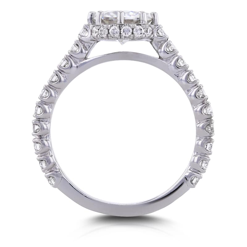 Annello by Kobelli 14k White Gold 8-prong 1 3/5ct TCW Forever One Moissanite and Diamond Engagement Ring