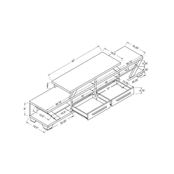 dimension image slide 1 of 2, Mezu Contemporary Grey 80-inch 8-Shelf TV Console Furniture of America