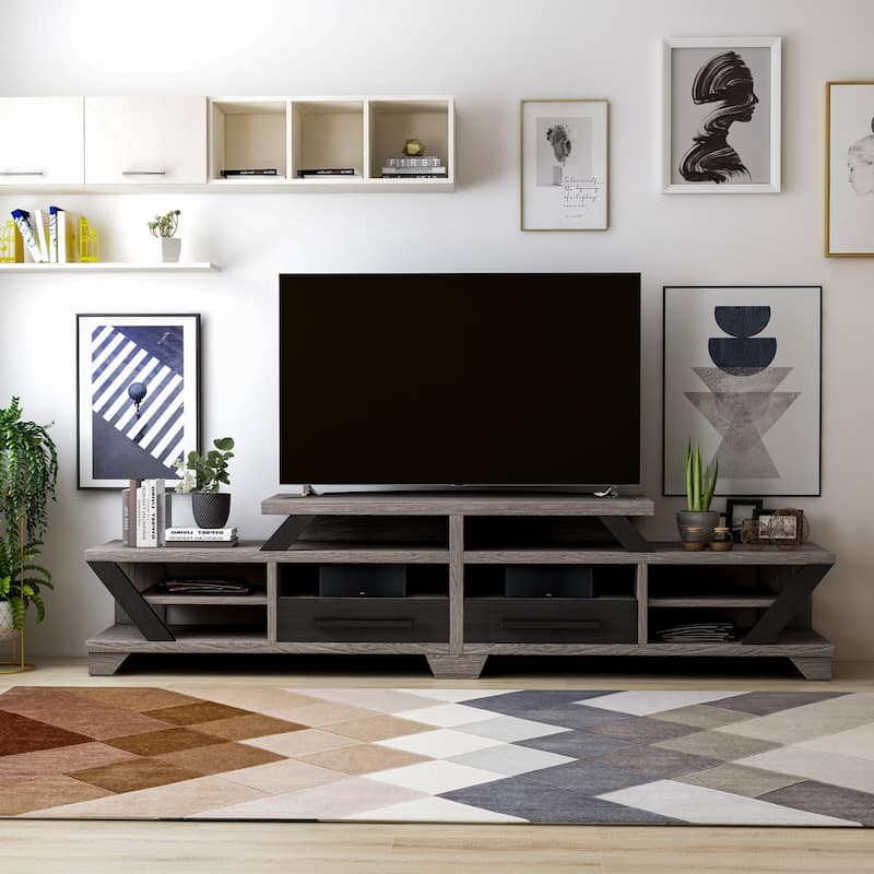 Mezu Contemporary Grey 80-inch 8-Shelf TV Console Furniture of America