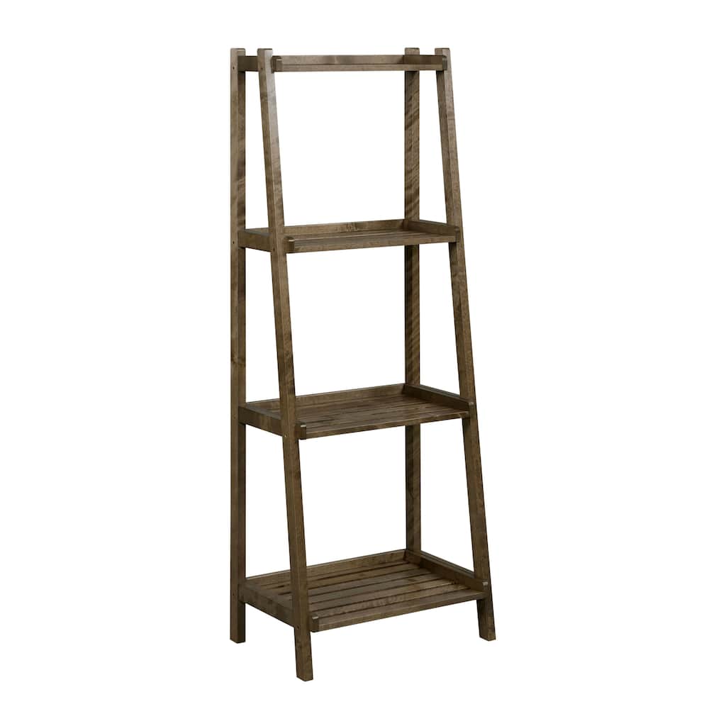 NewRidge Home Solid Wood Dunnsville 4-Tier Leaning Ladder Shelf, Bookcase & Display