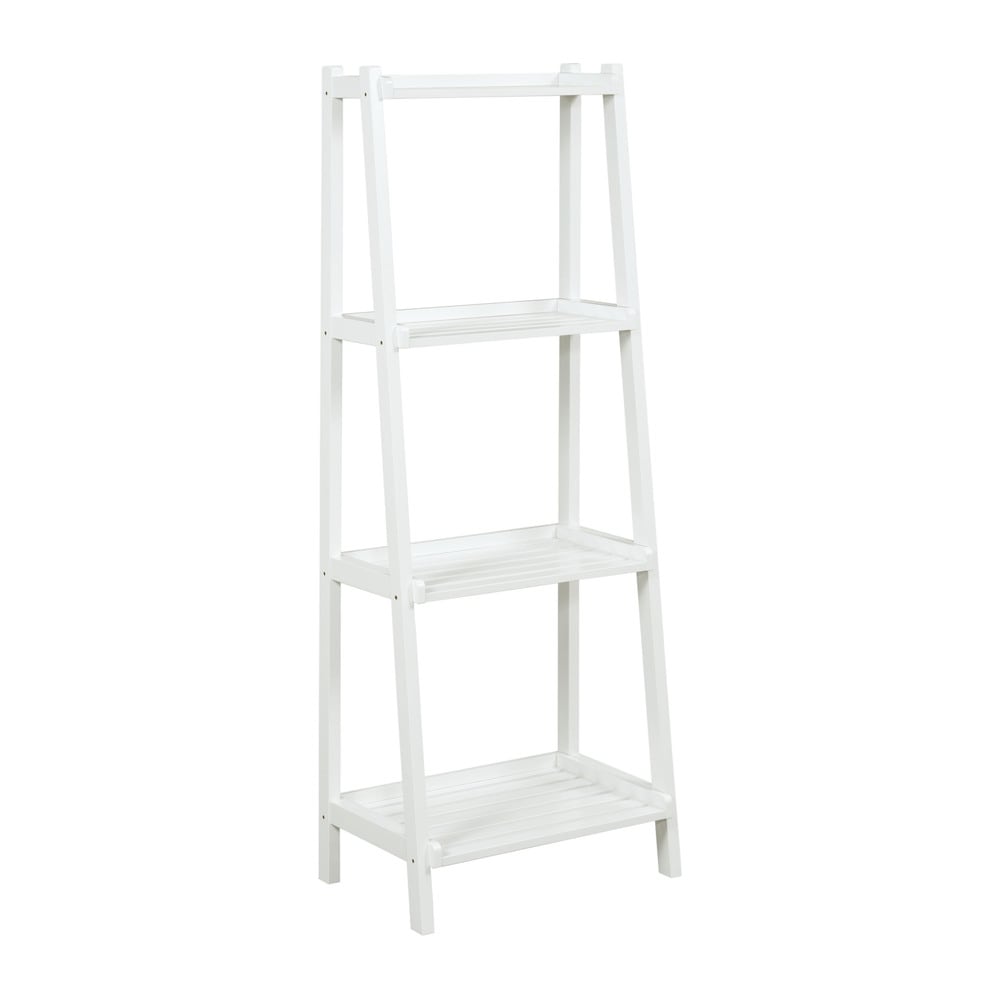 Ballucci 3-Tier Storage Ladder Shelf Bookcase, Wood Leaning Ladder Bookshelf, White