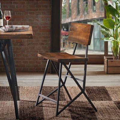 Carbon Loft Hader Reclaimed Brown and Gunmetal Counter Stool