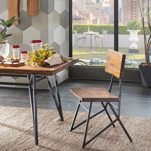 INK+IVY Trestle Reclaimed Brown/ Gunmetal Dining Chair - Set of 2 - 20"w x 21.5" d x 36"h (2)