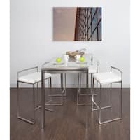 Fuji 5-Piece Contemporary Stainless Steel Counter Height Dining Set