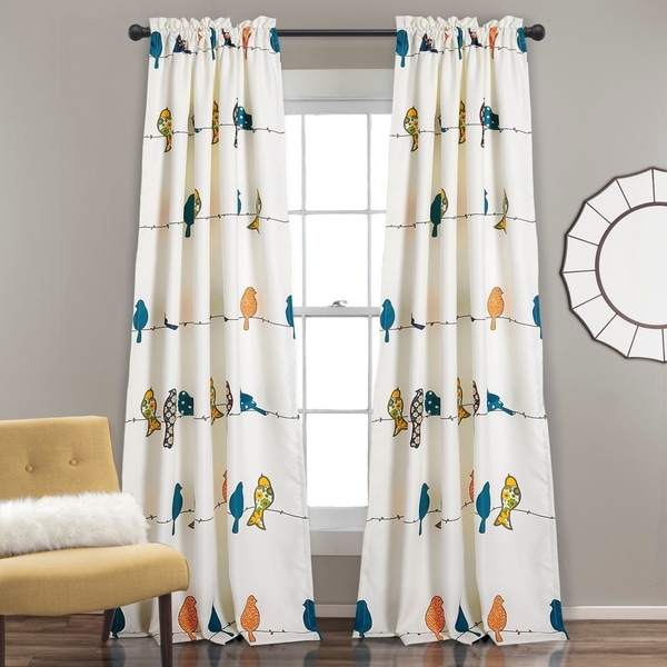 Lush Decor Rowley Birds Light Filtering Curtain Panel Pair