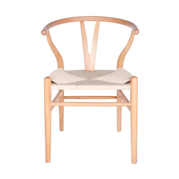 Euro Style Evelina Beige Woven Rush/Wood Side Chairs (Set of 2