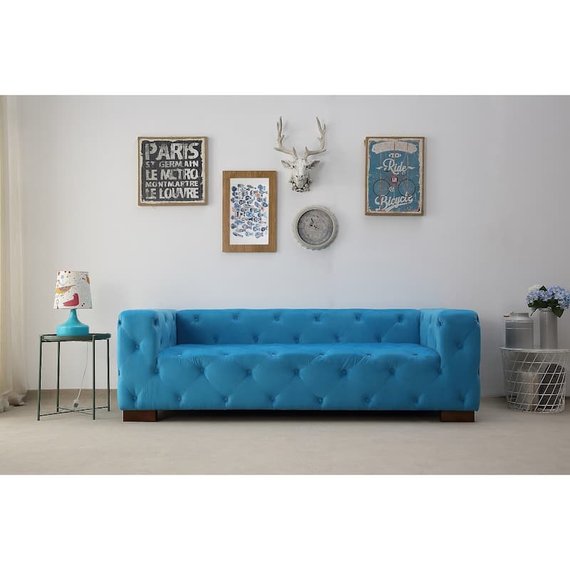 Modern Button Tufted Chesterfield Dylan Velvet Sofa