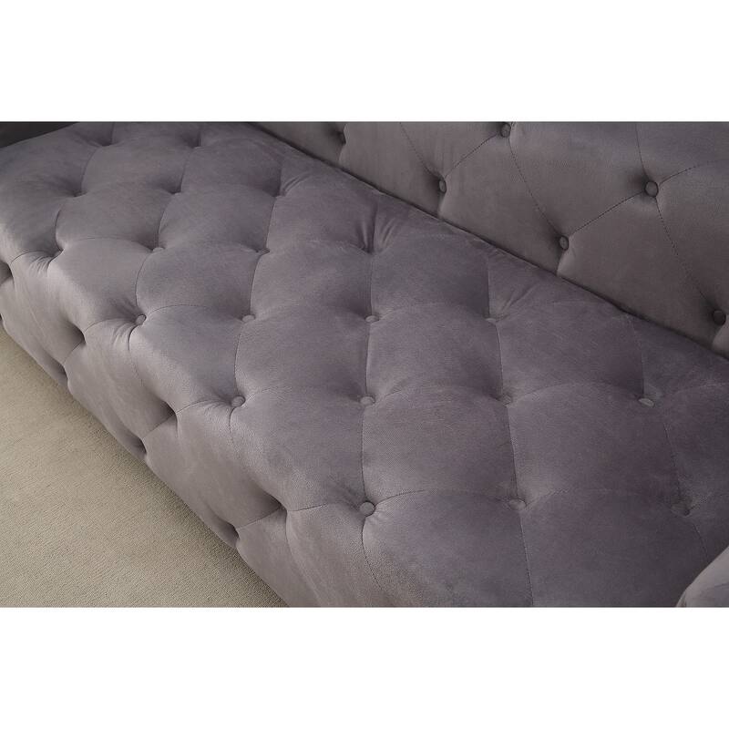Modern Button Tufted Chesterfield Dylan Velvet Sofa