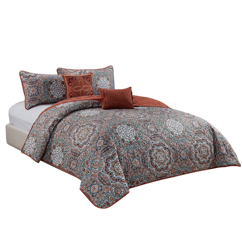 2 Standard Shams Rt Designers Collection Genesis 5 Piece Quilt Set 2 Pillows Quilts Bedspreads Coverlets Patterer Home Garden