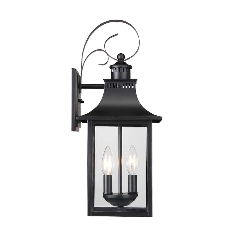 Maikoor Black Steel 2-light Outdoor Wall Lantern by Havenside Home