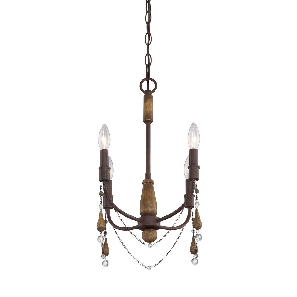 Quoizel Concord Tuscan Brown Wood/Steel 4-light Mini Chandelier
