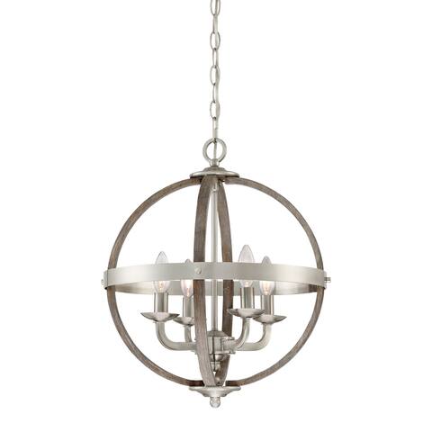 Quoizel Fusion Brushed Nickel Steel/Wood 4-light Foyer Light - Brushed Nickel