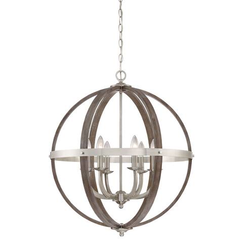 Quoizel Fusion Brushed Nickel 24.5-inch Diameter 6-light Foyer Fixture - Brushed Nickel