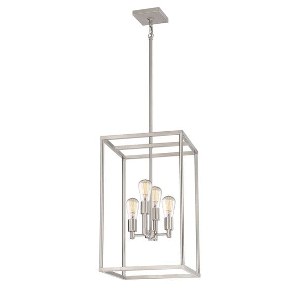 Quoizel New Harbor 4 Light Brushed Nickel Foyer Chandelier Quoizel New Harbor 4 Light Brushed Nickel Foyer Chandelier