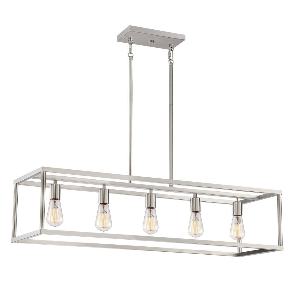 New Harbor Brushed Nickel 5-Light Linear Island Chandelier