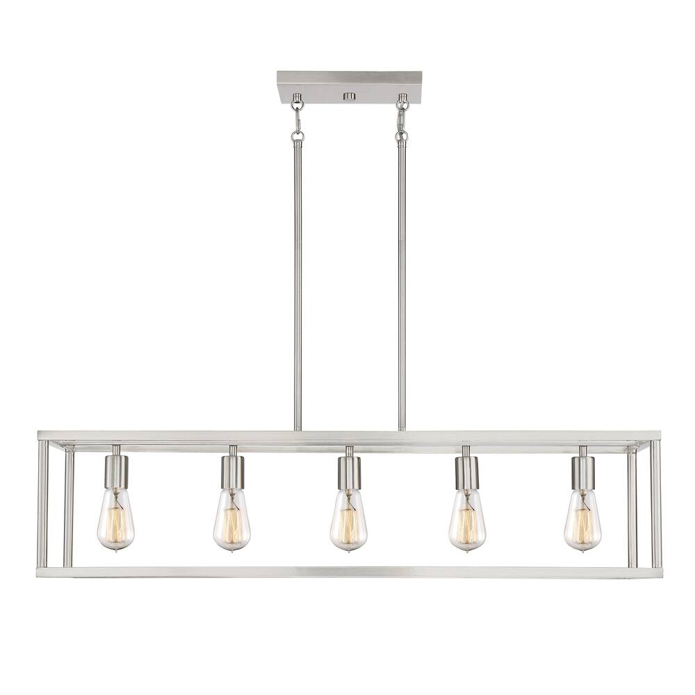 New Harbor Brushed Nickel 5Light Linear Island Chandelier On Sale