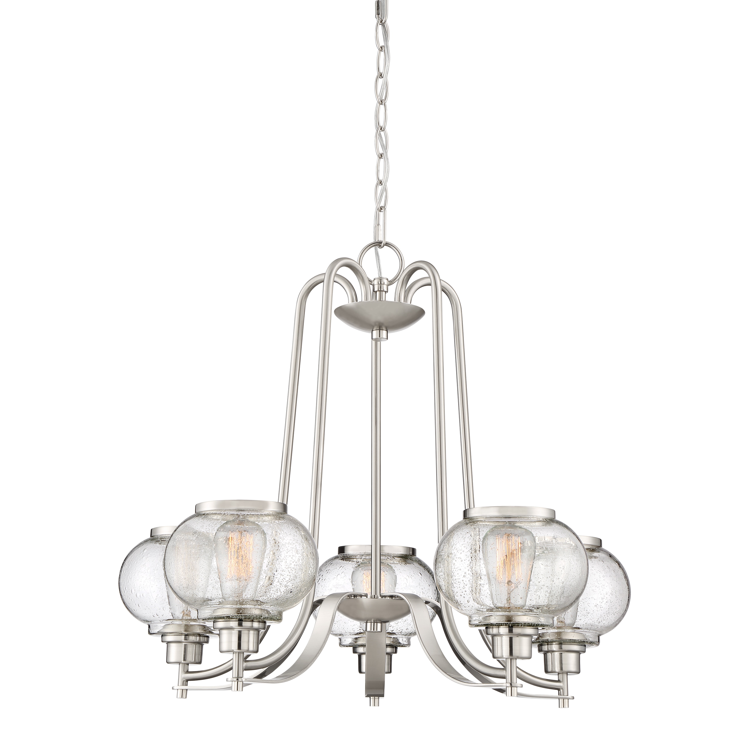 Quoizel Trilogy Brushed Nickel 5-light Chandelier (Extends: 26-inch) - Chandeliers For Bedrooms by Overstock.com
