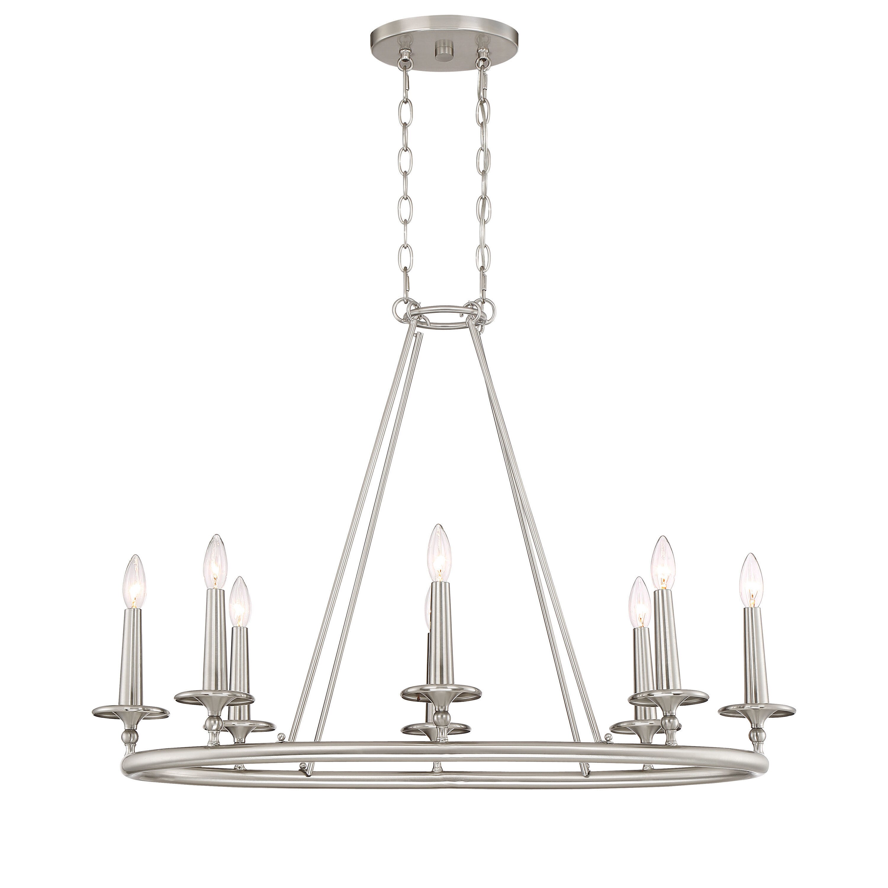Quoizel Voyager Brushed Nickel Steel Oval 8-light Chandelier (Extends: 20-inch) - Chandeliers For Bedrooms by Overstock.com