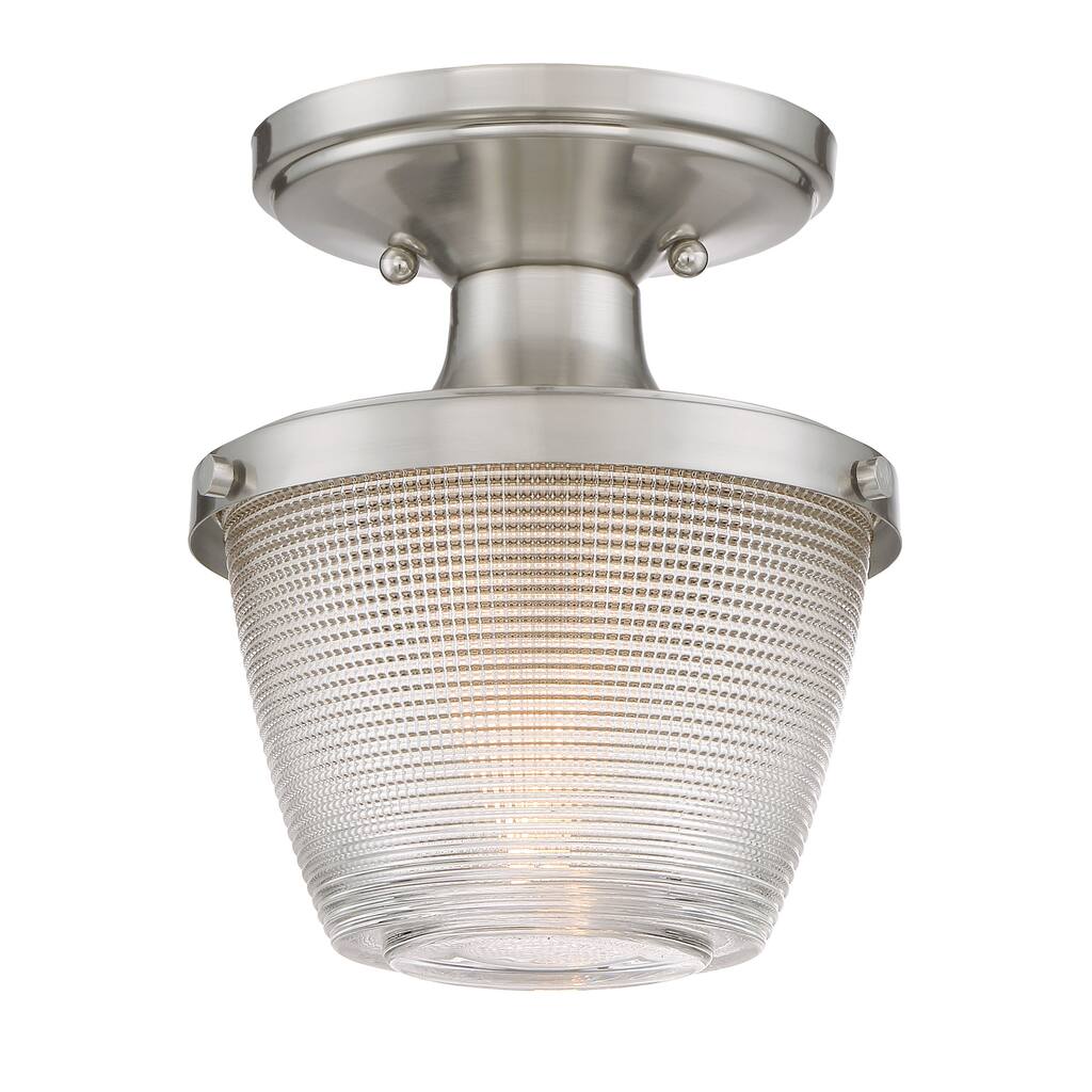 Quoizel Dublin Semi Flush Brushed Nickel Steel and Glass Lighting