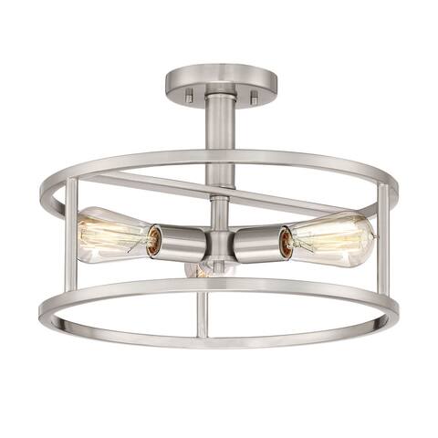Quoizel New Harbor Silvertone Steel Semi-flush 3-light Fixture - Brushed Nickel