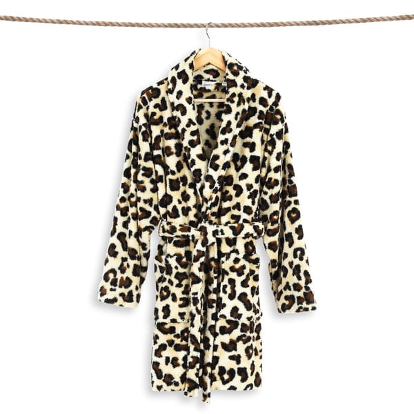 Authentic Hotel and Spa Women s Leopard Print Plush Bath Robe On