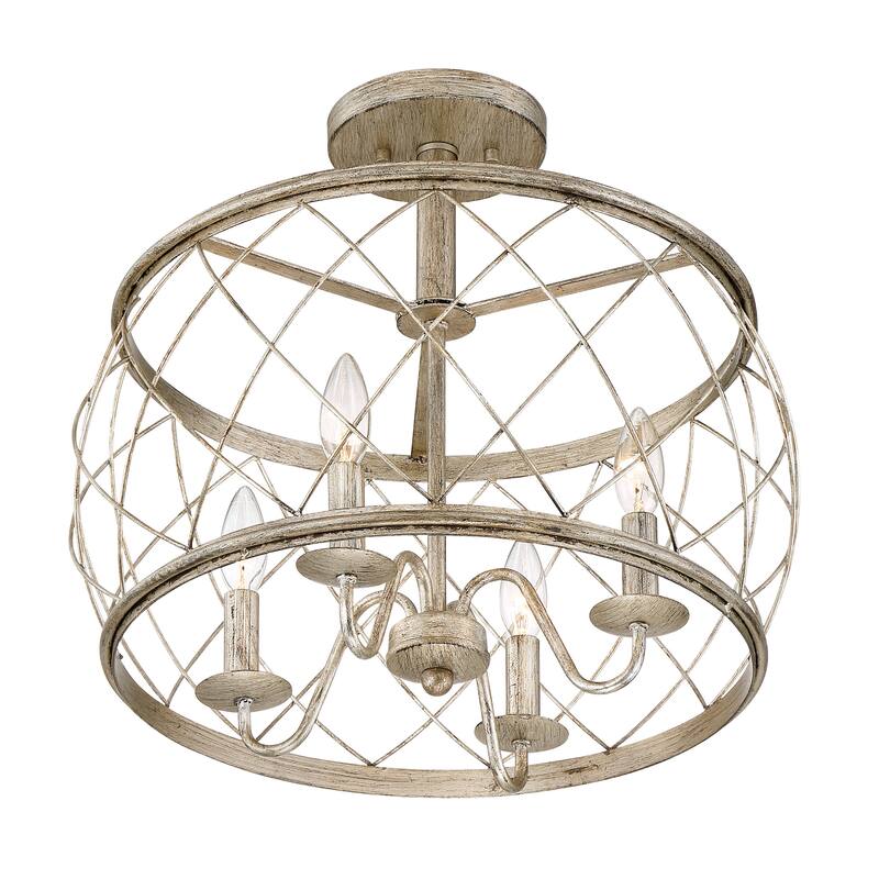 Gracewood Hollow Muzaka Silver Leaf Steel Semi-flush 4-light Mount - Century Silver Leaf