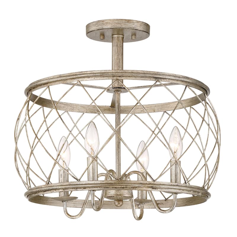 Gracewood Hollow Muzaka Silver Leaf Steel Semi-flush 4-light Mount - Century Silver Leaf