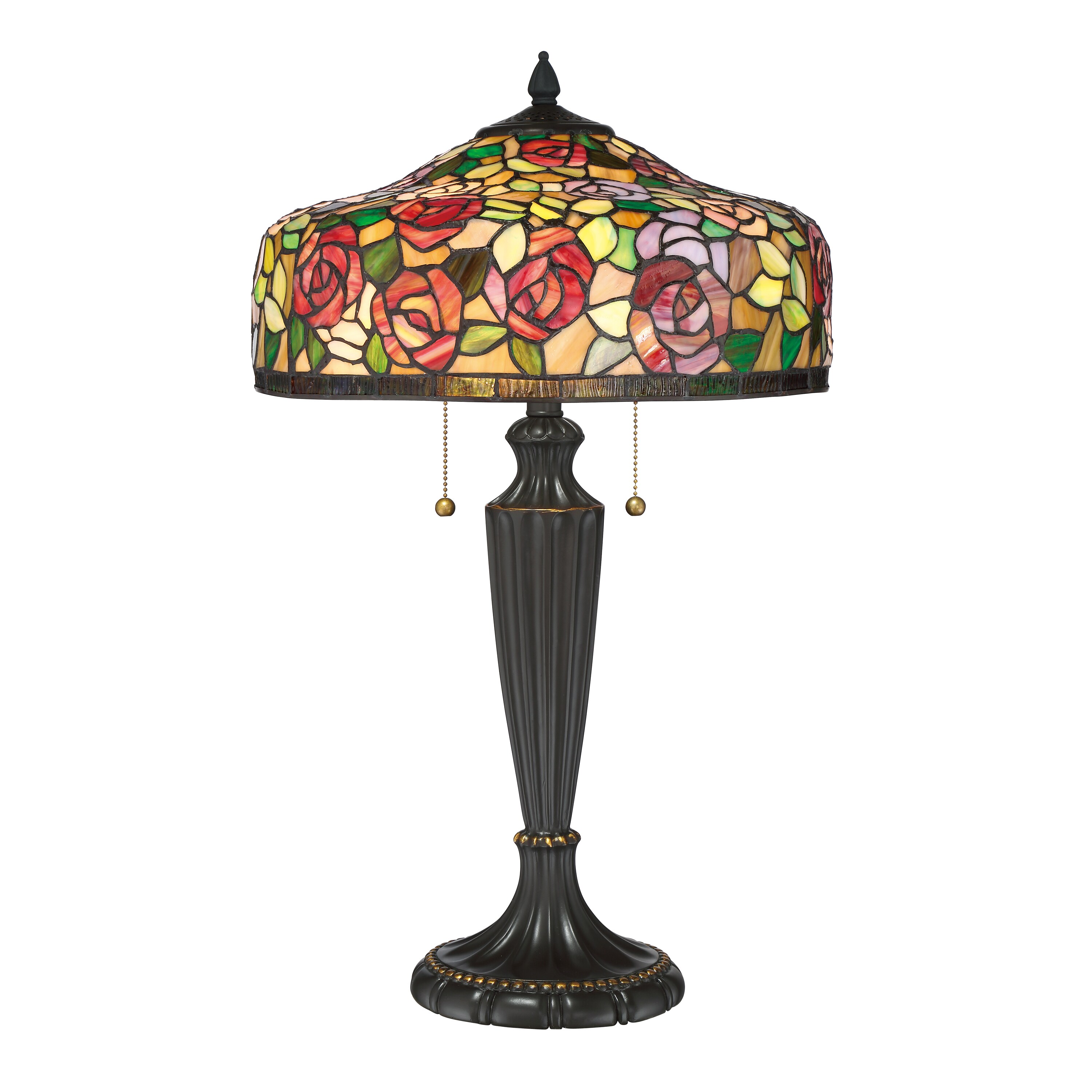 Shop Quoizel Wild Rose Tiffany Red/Green/Yellow Resin/Glass Table Lamp ...