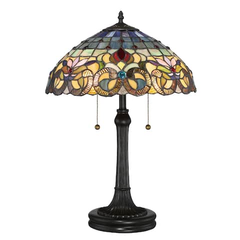 Quoizel Tiffany-inspired Multicolored Glass/Metal/Resin Table Lamp