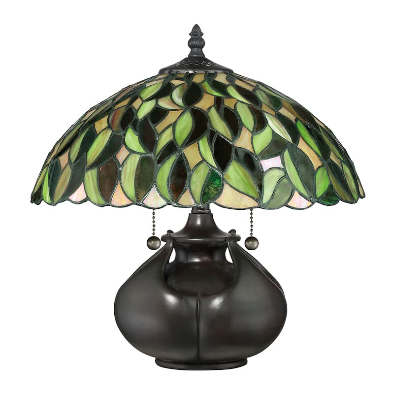 Quoizel Greenwood Tiffany Multicolored Resin/Glass/Metal Table Lamp