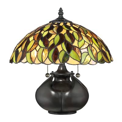 Quoizel Greenwood Tiffany Multicolored Resin/Glass/Metal Table Lamp