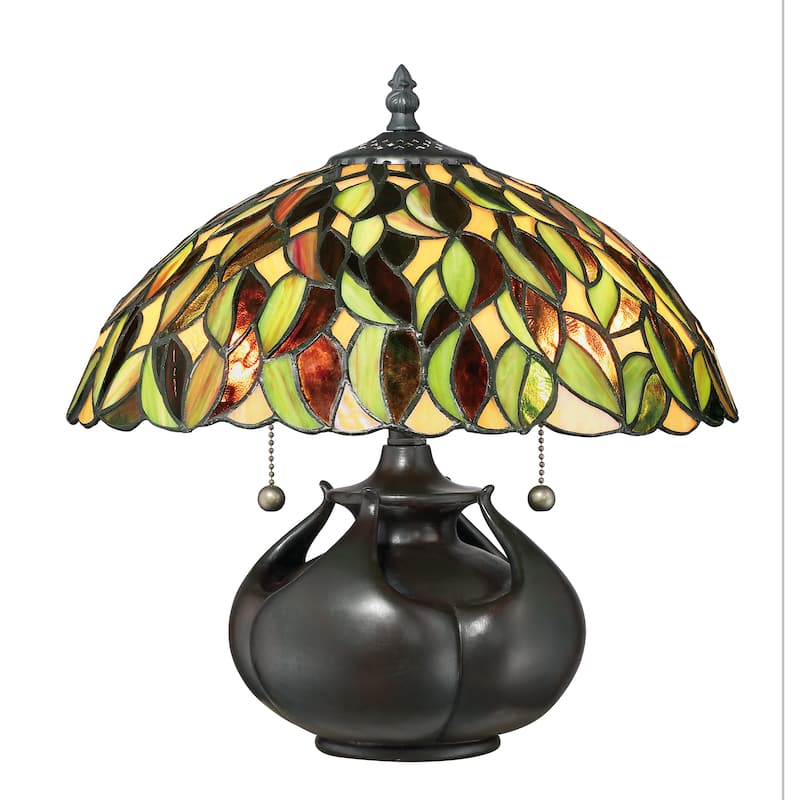 Quoizel Greenwood Tiffany Multicolored Resin/Glass/Metal Table Lamp