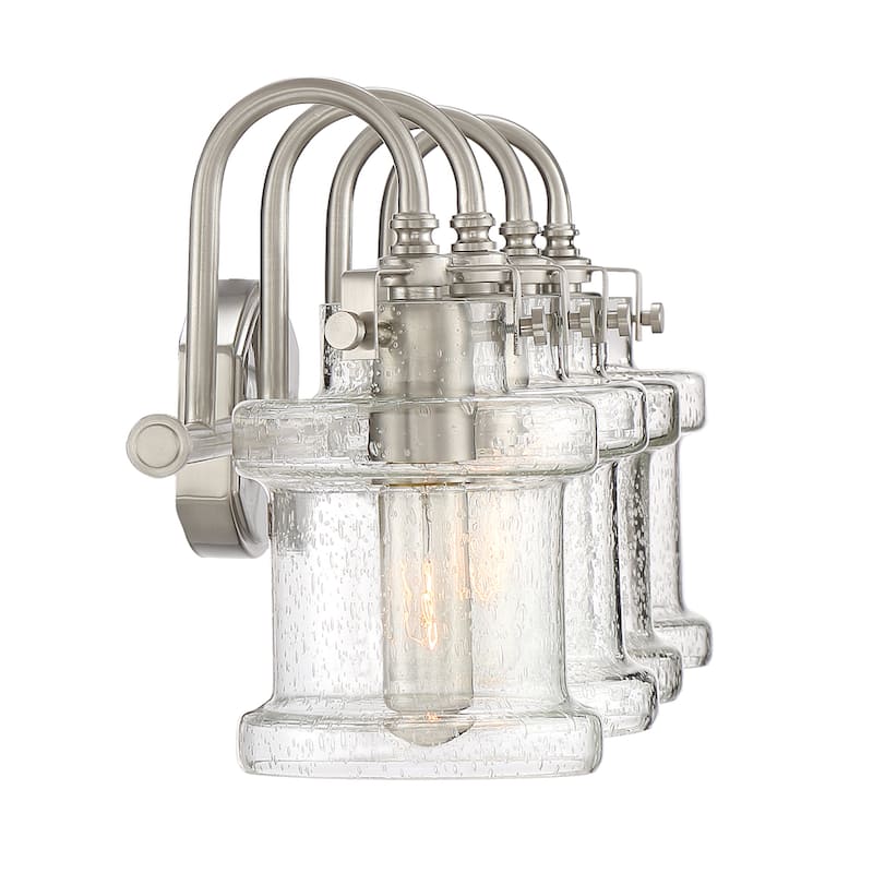 Porch & Den Capistrano Brushed Nickel/ Seeded Glass 4-light Bath Fixture - Brushed Nickel