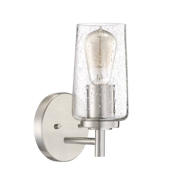 Shop Quoizel Edison Brushed Nickel Steel Glass Single Light Bath