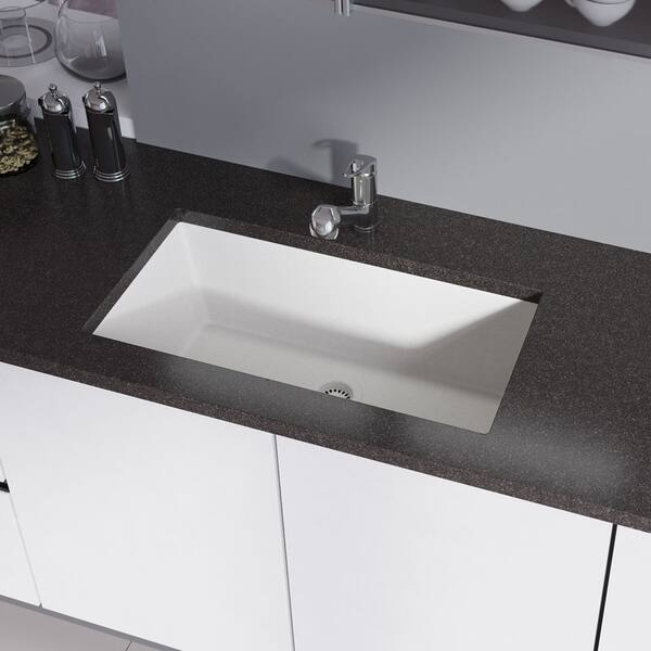 Shop R3 1006 Single Bowl Undermount Composite Granite Kitchen Sink With Grid And Matching Colored Strainer Overstock 16767113