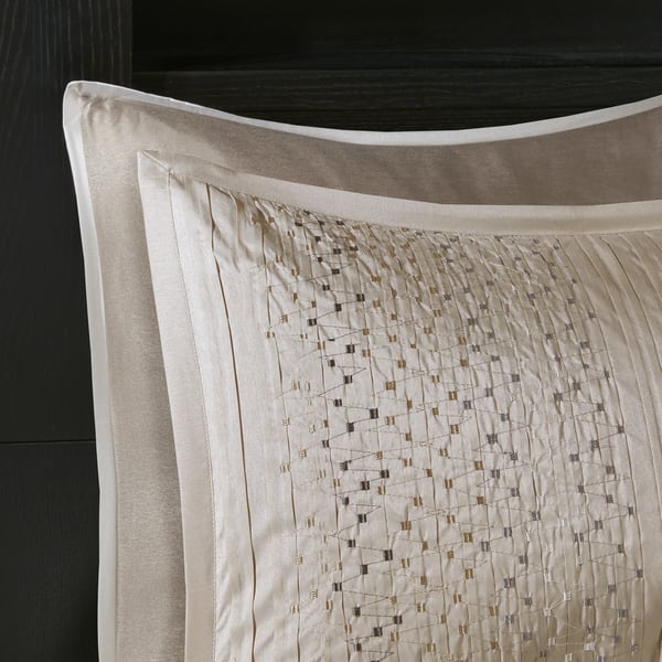 Madison Park Iris Natural 8 Piece Embroidered Comforter Set