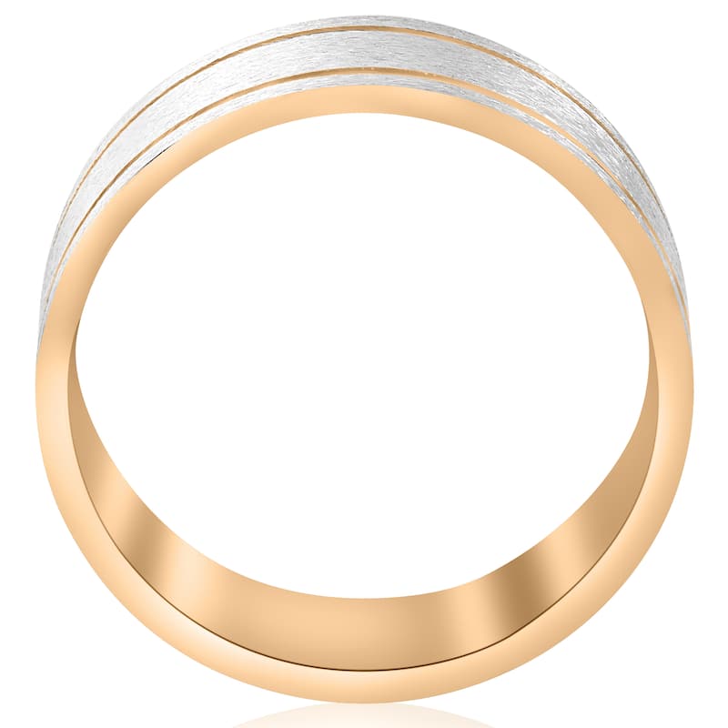 14K White & Yellow Gold Two Tone Mens Comfort Fit 8mm Wedding Band