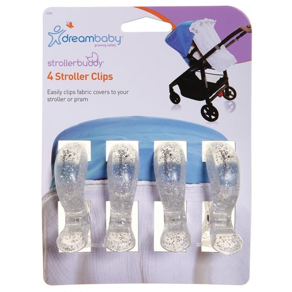 slide 2 of 5, Dreambaby® Strollerbuddy® Stroller Clips, 4 Pack, Silver Glitter