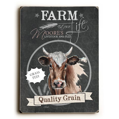 Farm Quality Grain Cow - Wall Decor by Jennifer Redstreake - Planked Wood Wall Decor