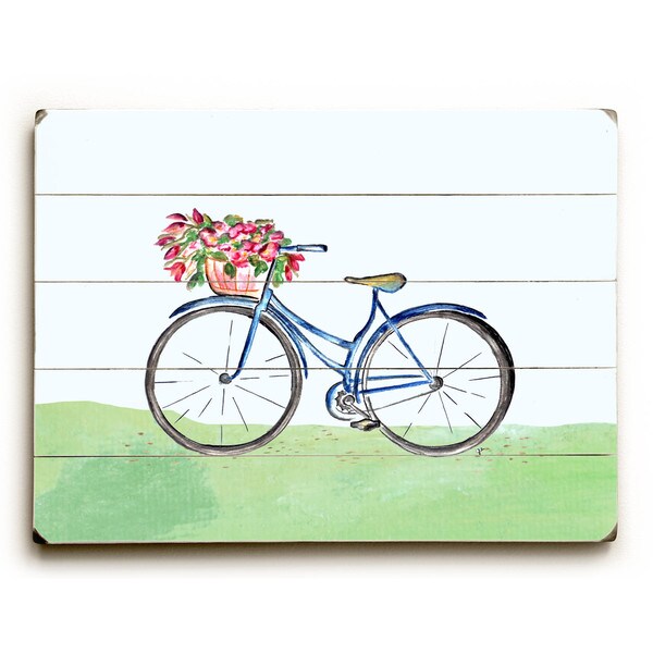 Spring Bicycle - Wood Wall Decor by Jennifer Rizzo - Planked Wood Wall Decor