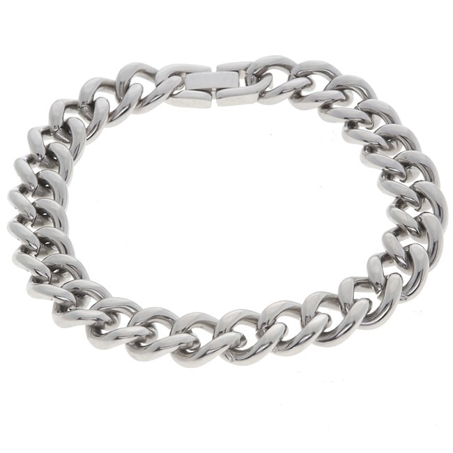 Shop Stainless Steel 11 mm Curb Chain Bracelet - Free Shipping On ...