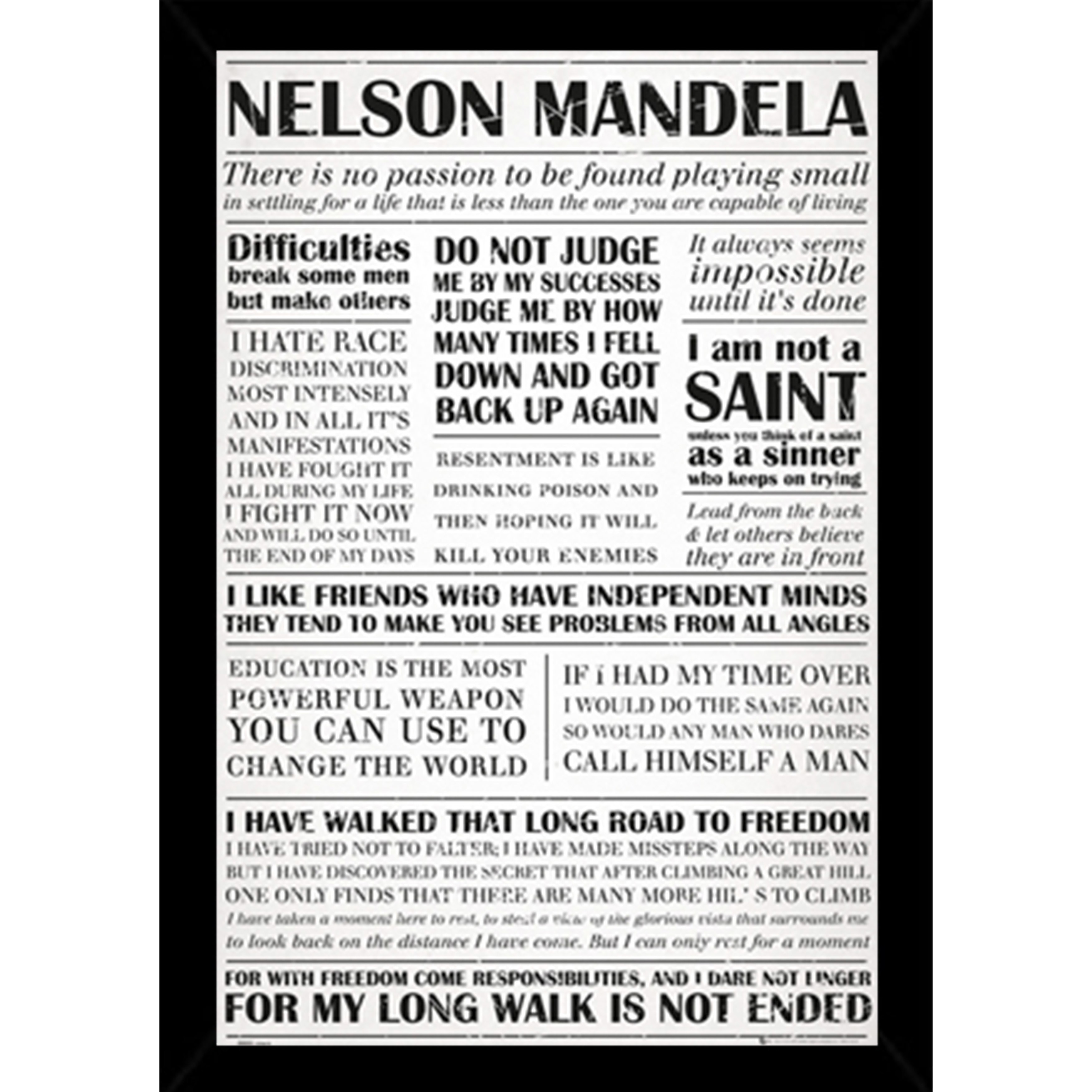 Nelson Mandela Quotes Poster With Choice of Frame (24x36) - Bed Bath \u0026  Beyond - 16770134, image size:3500x3500