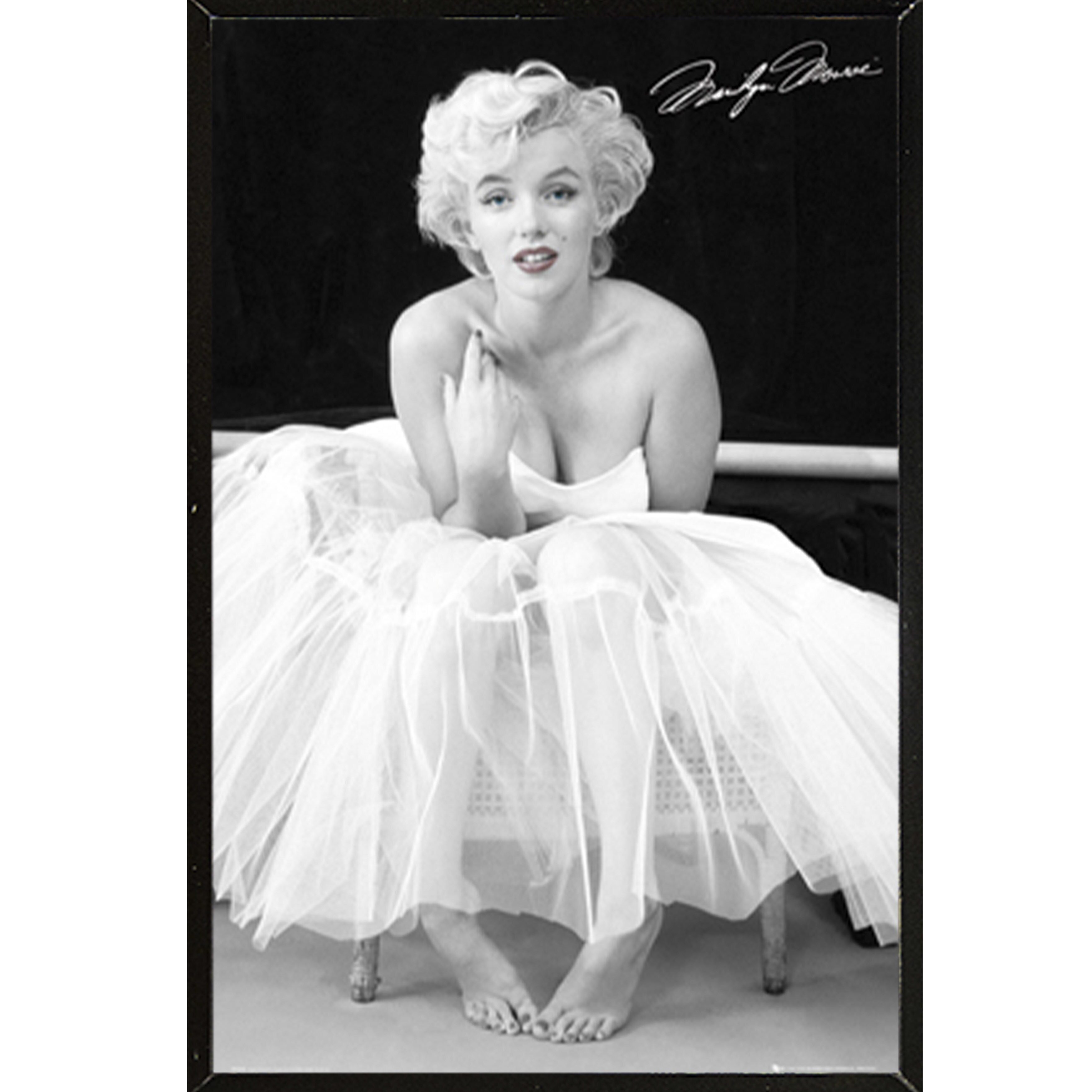Marilyn Monroe Lipstick Vanity Poster in Black Wood Frame 24x36