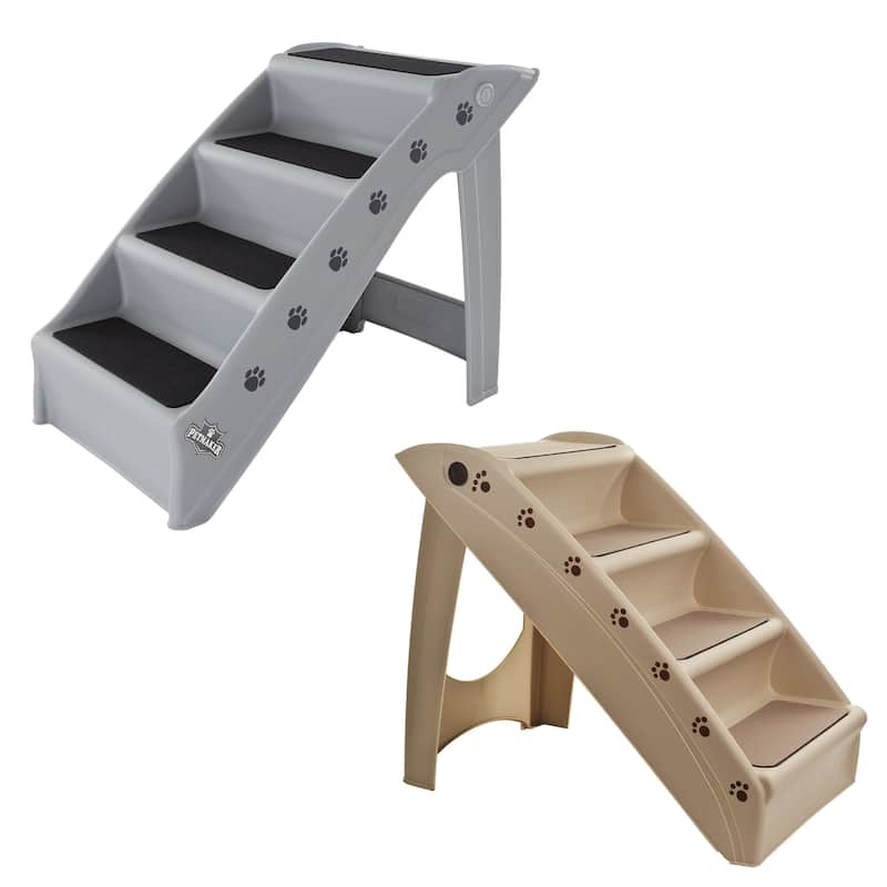 Petmaker Folding Home & Vehicle Carpeted 4-Step Dog & Pet Stairs