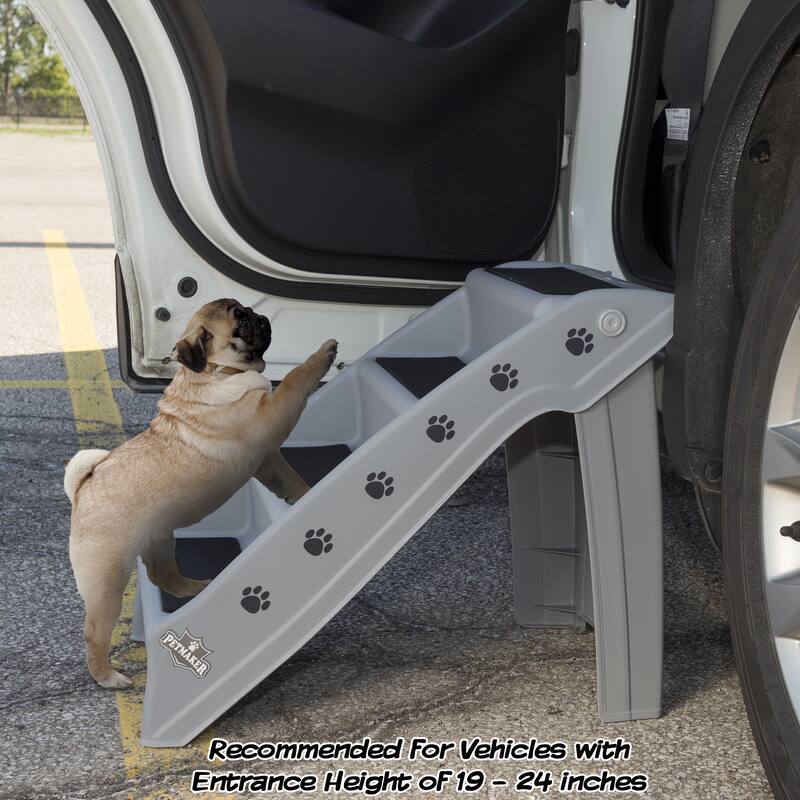 Petmaker Folding Home & Vehicle Carpeted 4-Step Dog & Pet Stairs