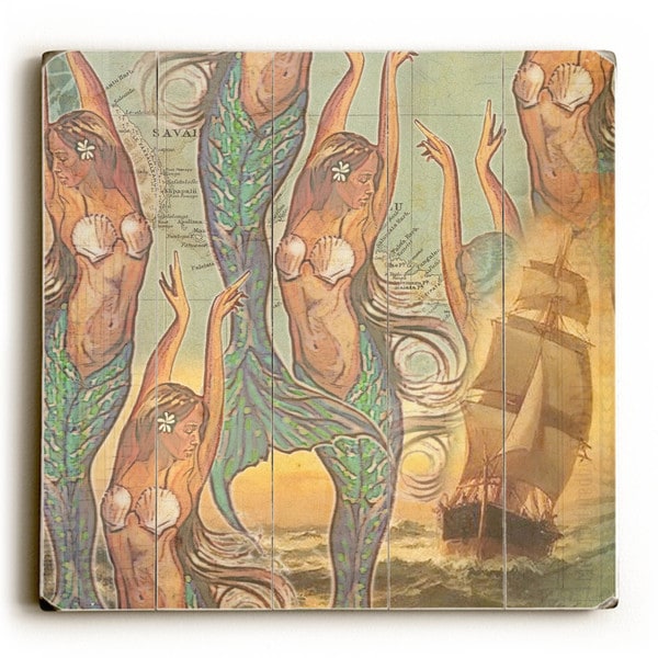 Mermaids Ship - Wood Wall Decor by Wade Koniakowsky